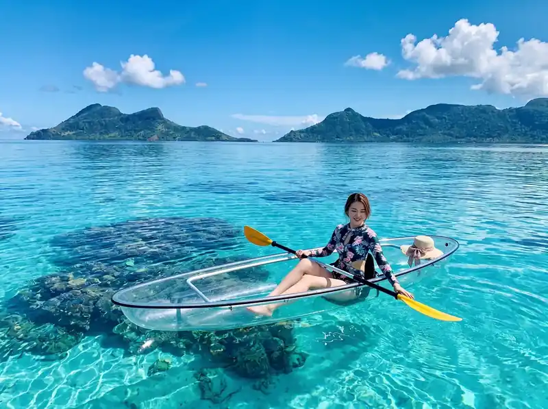 Sea kayaking in the lagoon around Bohey Dulang island Sagittarius Resort
